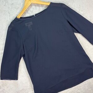 Talbots Petites Womens Navy 2‑Piece Blouse Set Sleeveless Shell & Overlay Top 6P